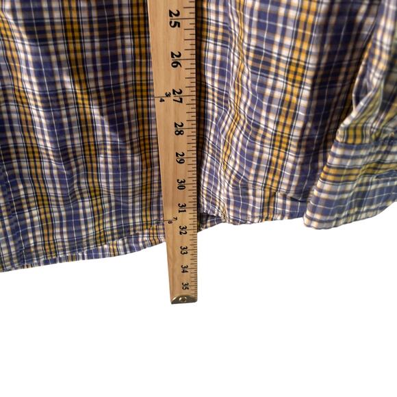 Eddie Bauer Men's Size Large Plaid Blue Yellow Long Sleeve Button Up - Picture 7 of 7